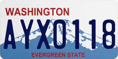 WA license plate AYX0118