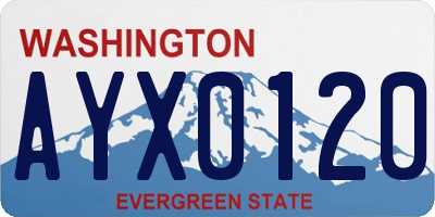 WA license plate AYX0120