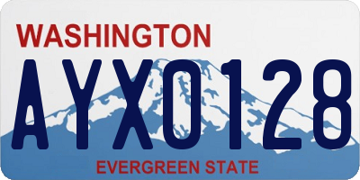 WA license plate AYX0128