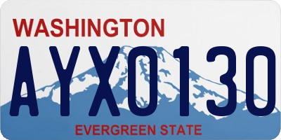 WA license plate AYX0130