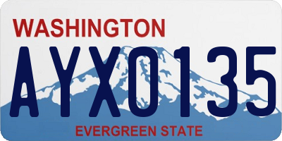 WA license plate AYX0135