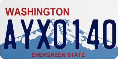 WA license plate AYX0140