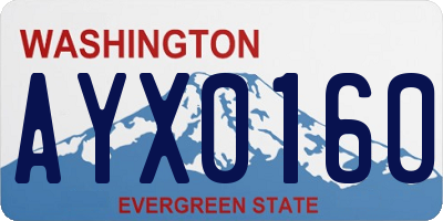 WA license plate AYX0160