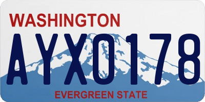 WA license plate AYX0178