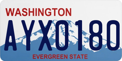 WA license plate AYX0180