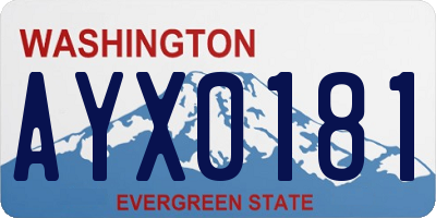 WA license plate AYX0181