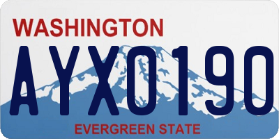 WA license plate AYX0190