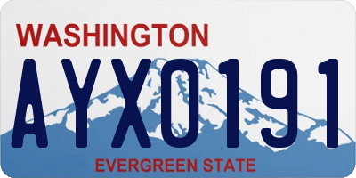 WA license plate AYX0191