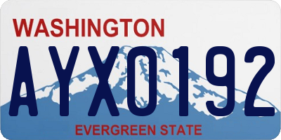 WA license plate AYX0192