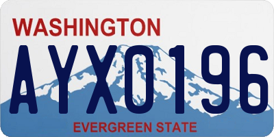 WA license plate AYX0196