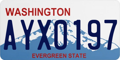 WA license plate AYX0197