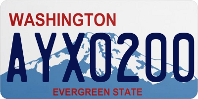 WA license plate AYX0200