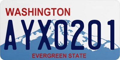 WA license plate AYX0201