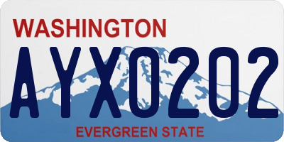 WA license plate AYX0202