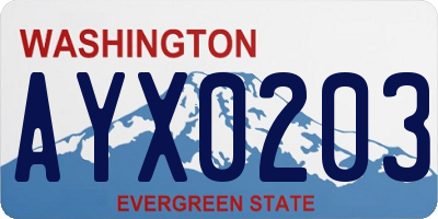 WA license plate AYX0203