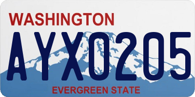 WA license plate AYX0205