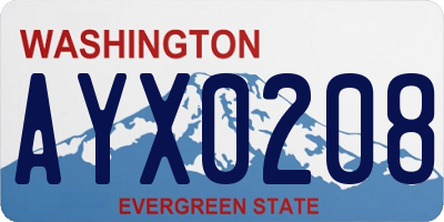 WA license plate AYX0208