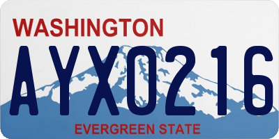 WA license plate AYX0216