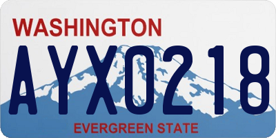 WA license plate AYX0218