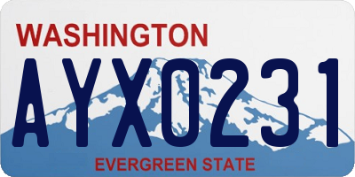 WA license plate AYX0231