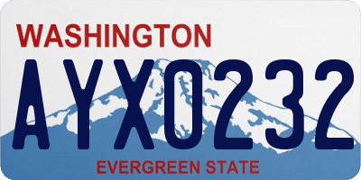 WA license plate AYX0232