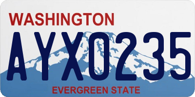 WA license plate AYX0235