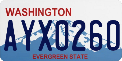 WA license plate AYX0260