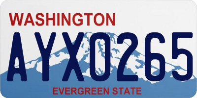 WA license plate AYX0265