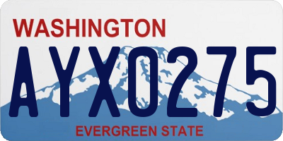 WA license plate AYX0275