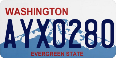 WA license plate AYX0280