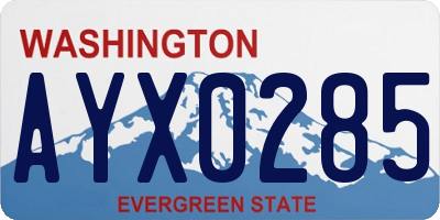 WA license plate AYX0285