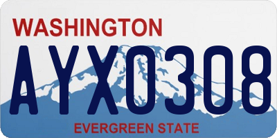 WA license plate AYX0308