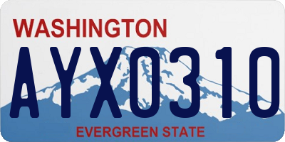 WA license plate AYX0310