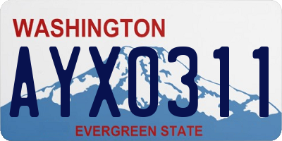 WA license plate AYX0311