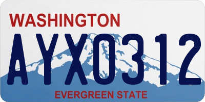 WA license plate AYX0312