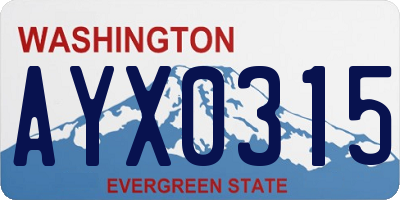 WA license plate AYX0315