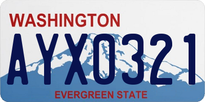 WA license plate AYX0321