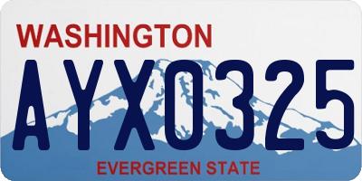 WA license plate AYX0325