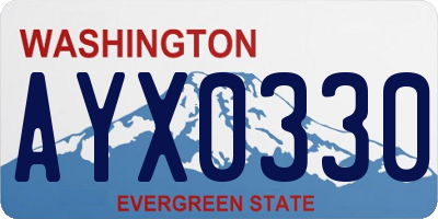 WA license plate AYX0330