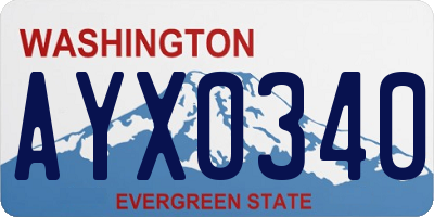 WA license plate AYX0340