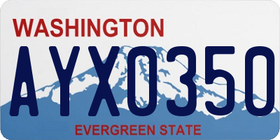 WA license plate AYX0350