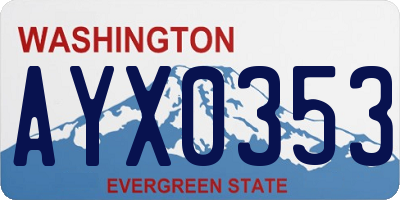 WA license plate AYX0353