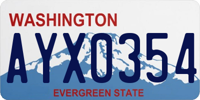 WA license plate AYX0354