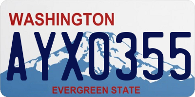 WA license plate AYX0355