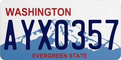 WA license plate AYX0357