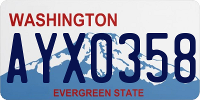 WA license plate AYX0358