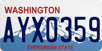 WA license plate AYX0359