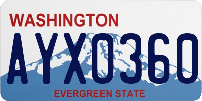 WA license plate AYX0360