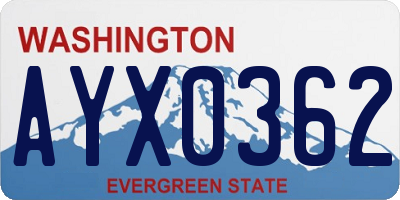 WA license plate AYX0362