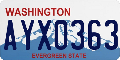 WA license plate AYX0363